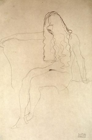Gustav Klimt „Sitzender Mädchenakt“ 37 x 56 cm
