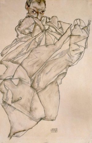 Egon Schiele „Selbstbildnis mit Decke“ 33 x 50 cm