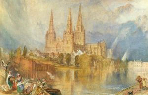 William Turner „Lichfield mit Kathedrale“ 29 x 44 cm