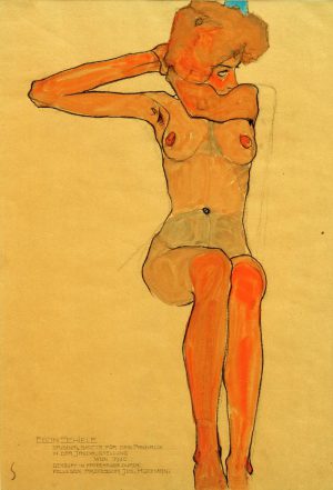 Egon Schiele „Mädchenakt“ 32 x 45 cm