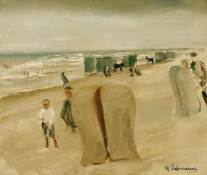 Max Liebermann „Strand mit Strandkörben“ 38 x 33 cm