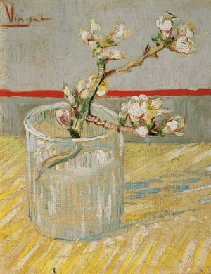 Vincent van Gogh “Bluehender Mandelbaumzweig in einem Glas” 24 x 19 cm