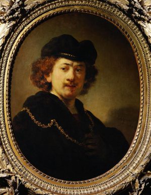 Rembrandt “RembrandtSelbstbildnis mit Mütze und Goldkette“ 53 x 70.5 cm