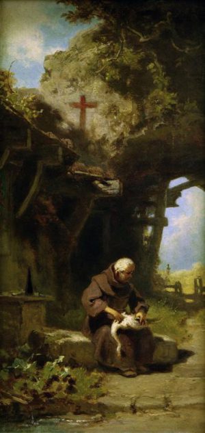 Spitzweg Carl „Eine Gans rupfender Einsiedler“ 15 x 32 cm