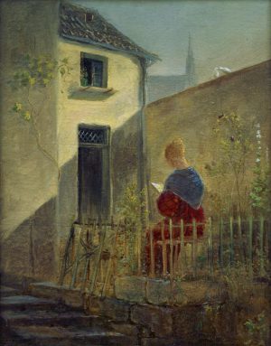 Spitzweg Carl „Im Hausgarten“ 19 x 24 cm