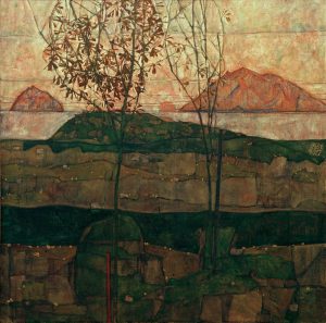 Egon Schiele „Versinkende Sonne“ 90 x 90 cm