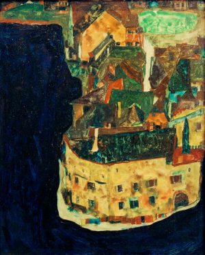Egon Schiele „Stadt am Blauen Fluß 2“ 30 x 37 cm