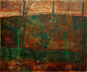 Egon Schiele „Landschaft mit rotem Himmel“ 83 x 70 cm