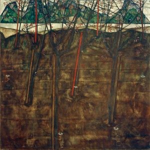 Egon Schiele „Vorfrühlingslandschaft“ 90 x 90 cm