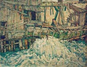 Egon Schiele „Zerfallende Mühle“ 140 x 110 cm