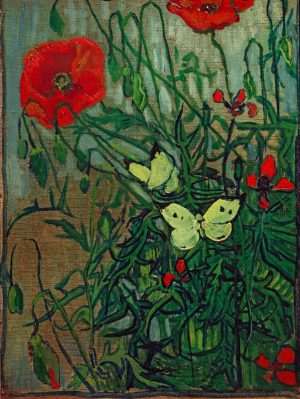 Vincent van Gogh “Schmetterlinge auf Mohnblueten” 33,5 x 24,5 cm