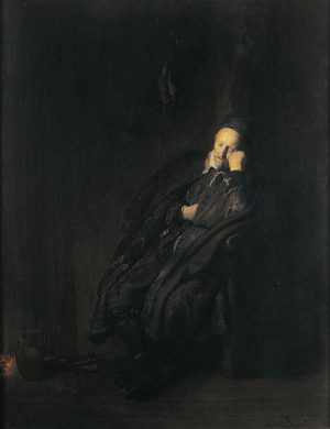 Rembrandt “Schlafender alter Mann beim Feuer“ 40.8 x 51.9 cm