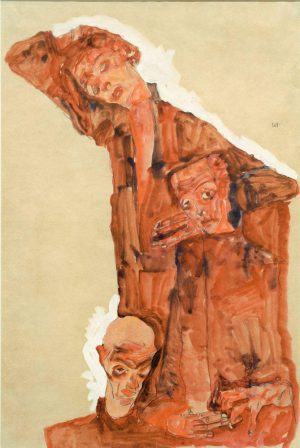 Egon Schiele „Dreifache Selbstdarstellung“ 37 x 55 cm