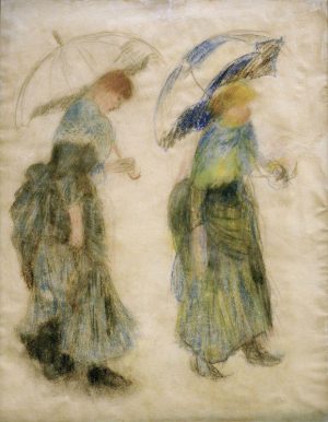 Auguste Renoir „Mädchen mit Regenschirm“ 48 x 63 cm