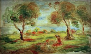 Auguste Renoir „Landschaft bei Cagnessur-Mer mit Menschen“ 31 x 19 cm