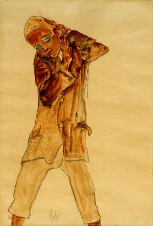 Egon Schiele „Knabe mit langem Rock “ 30 x 45 cm