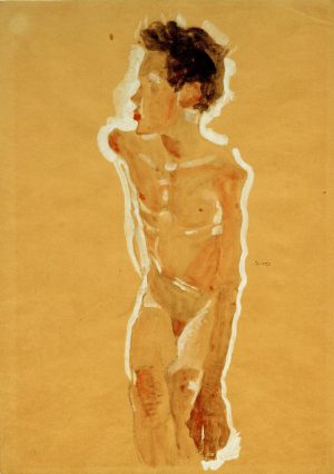 Egon Schiele „Knabenakt nach links gewendet“ 32 x 45 cm