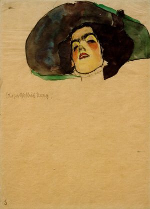 Egon Schiele „Bildnis Olga Gallus Prag“ 32 x 44 cm