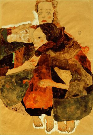 Egon Schiele „Gruppe von drei einander umschlungen Mädchen“ 31 x 44 cm