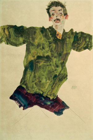 Egon Schiele „Selbstbildnis mit ausgebreiteten Armen“ 32 x 48 cm