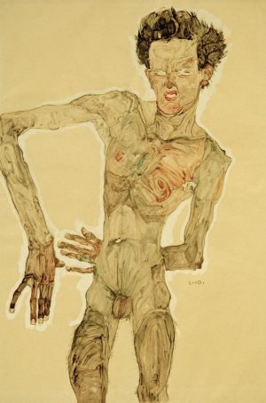 Egon Schiele „Aktselbstbildnis“ 37 x 56 cm