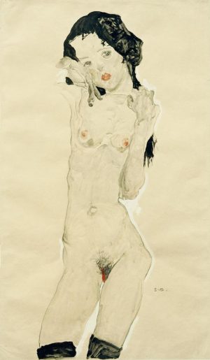 Egon Schiele „Schwarzhaariger Mädchenakt“ 33 x 56 cm