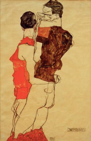 Egon Schiele „Zwei Männer“ 32 x 48 cm