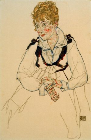 Egon Schiele „Die Frau des Künstlers sitzend“ 30 x 46 cm
