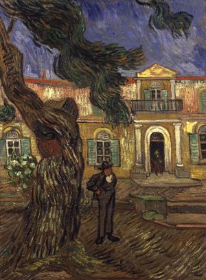 Vincent van Gogh “Pinie und Figur vor dem Hospital Saint-Paul” 63 x 48 cm