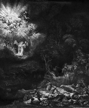 Rembrandt “Die Verkündigung an die Hirten“ 21.8 x 26.1 cm