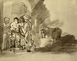 Rembrandt “Der barmherzige Samariter am Eingang des Wirtshauses“ 22.2 x 17.7 cm
