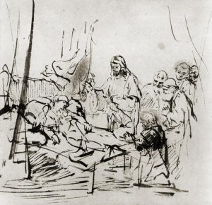 Rembrandt “Die Auferweckung der Tochter des Jairus“ 19.8 x 19.8 cm