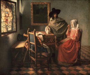 Jan Vermeer „Herr und Dame beim Wein“ 77 x 66 cm
