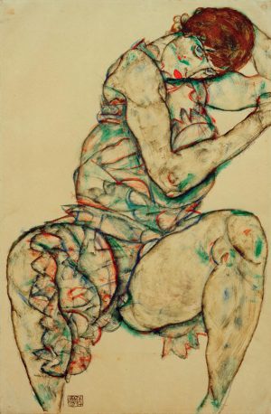 Egon Schiele „Sitzende mit linker Hand im Haar“ 32 x 48 cm