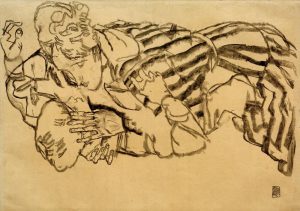 Egon Schiele „Edith Schiele und Neffe“ 34 x 48 cm