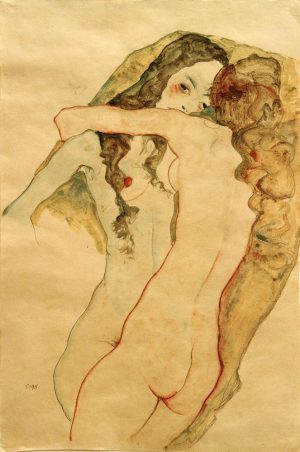 Egon Schiele „Zwei sich umarmende Frauen“ 37 x 56 cm