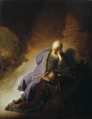 Rembrandt “Jeremias über die Zerstörung Jerusalems trauernd“ 71.3 x 97 cm