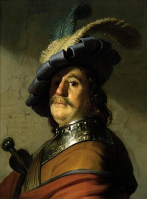 Rembrandt “Soldat mit eisernem Halskragen und Federhut“ 133 x 193 cm