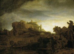 Rembrandt “Landschaft mit Schloß in der Dämmerung“ 39.6 x 28.1 cm