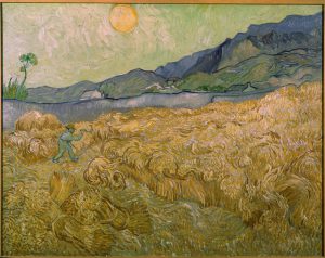 Vincent van Gogh “Weizenfeld mit Schnitter bei aufgehender Sonne” (Kornfeld 73 x 92 cm
