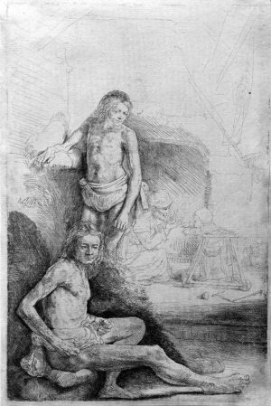 Rembrandt “Zwei männliche Akte sowie Mutter und Kind“ 134.9 x 145 cm