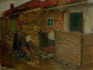 Max Liebermann „Holländisches Bauernhaus mit Frau“ 35 x 27 cm