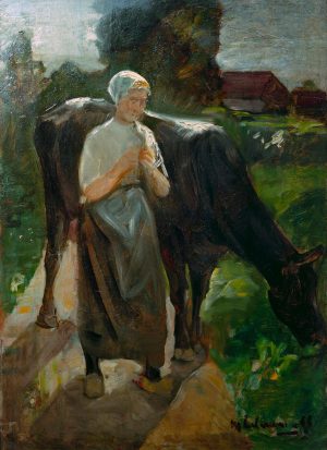 Max Liebermann „Mädchen mit Kuh“ 45 x 60 cm