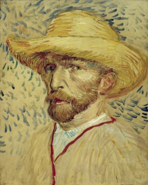 Vincent van Gogh “Selbstbildnis mit Strohhut und Malerkittel” 40,8 x 32,7 cm