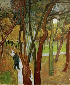 Vincent van Gogh “Spaziergaenger im Park mit fallenden Blaettern” 73,5 x 60 cm