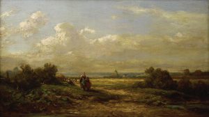 Spitzweg Carl „Weite Landschaft mit Wanderern“ 28 x 16 cm