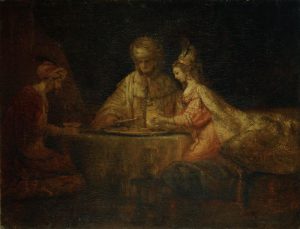 Rembrandt “Gastmahl Esthers mit Ahasver und Haman“ 45 x 38.7 cm