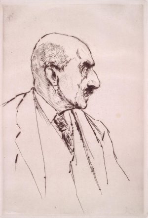 Max Liebermann „Selbstbildnis des Künstlers im Profil nach rechts“ 17 x 25 cm