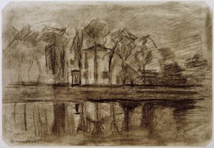 Piet Mondrian „Haus mit Bäumen am Wasser“ 49 x 34 cm