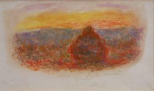 Claude Monet „Heuhaufen bei Sonnenuntergang“ 19 x 12 cm
